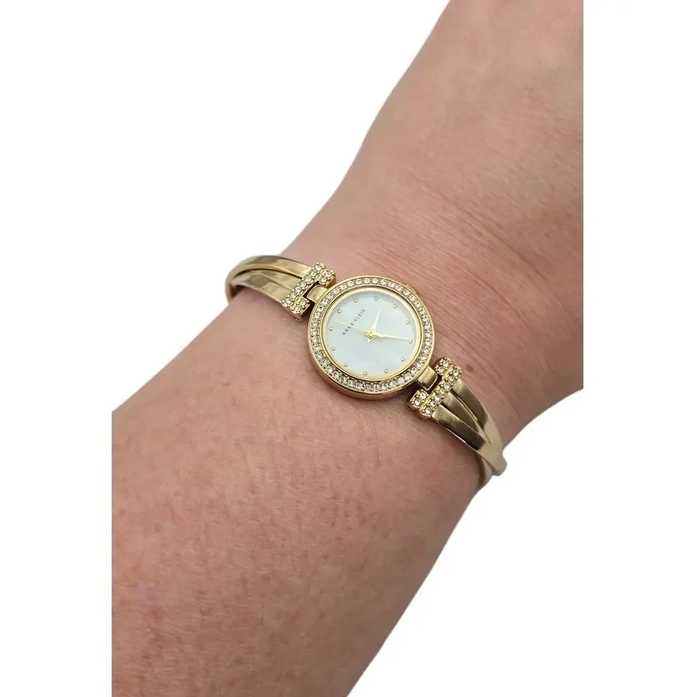 Anne Klein Gold Crystal Accent MOP Bracelet Dress Watch AK/1464